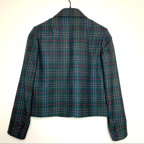 Vintage Peabody House Cropped Wool Blend Plaid Blazer C - Picture 3 of 7